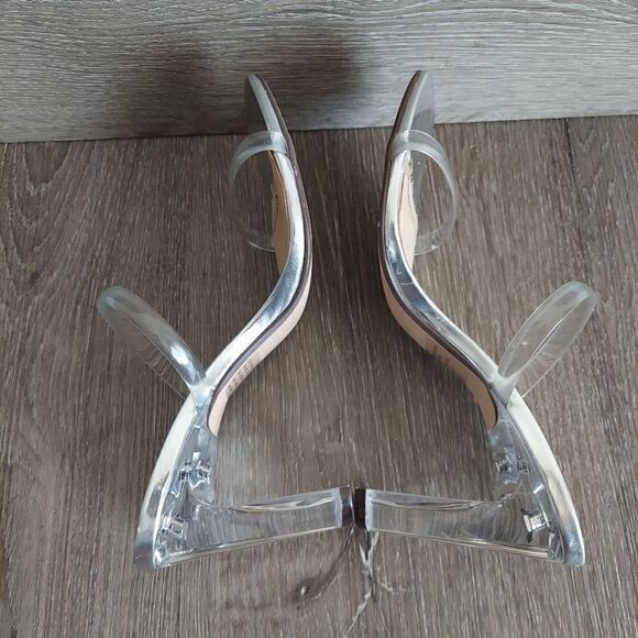 WOMEN'S XOXO VERENA DRESS SANDALS CLEAR SLIP ON HEELS 7.5 - Picture 7 of 10